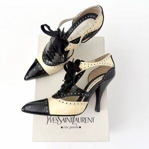 YVES SAINT LAURENT | Lutecia 105 Lace Up Rive Gauche Patent Heels EU 38 Vintage